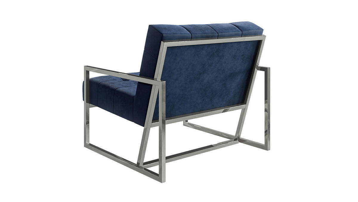 LOUNGESESSEL Duban Blau Samtstoff - Silberfarben/Dunkelblau, Holz/Textil (84/81/89cm) - S-Style Möbel