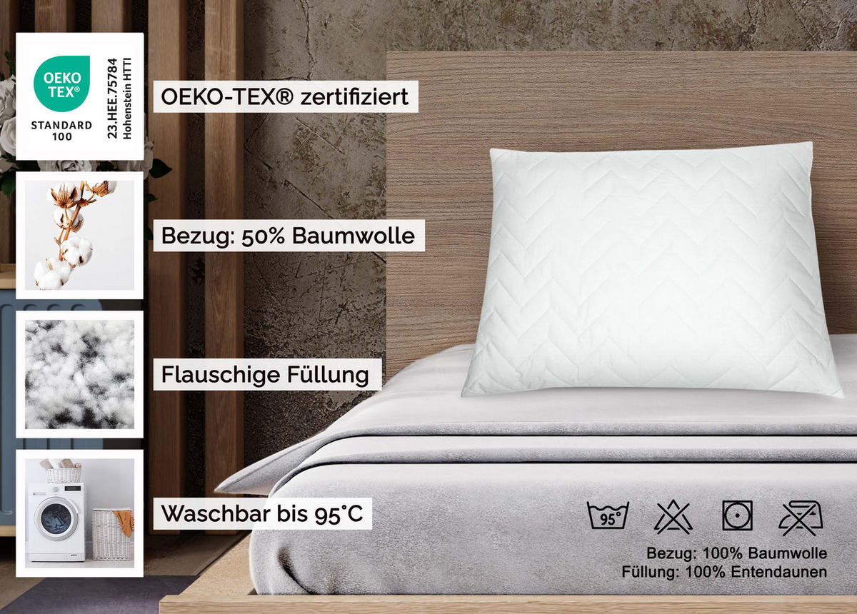 KISSEN, 70x90 cm, 50% Polyester, 50% Baumwolle, Weiß - Weiß, Textil (70/90cm) - Zollner