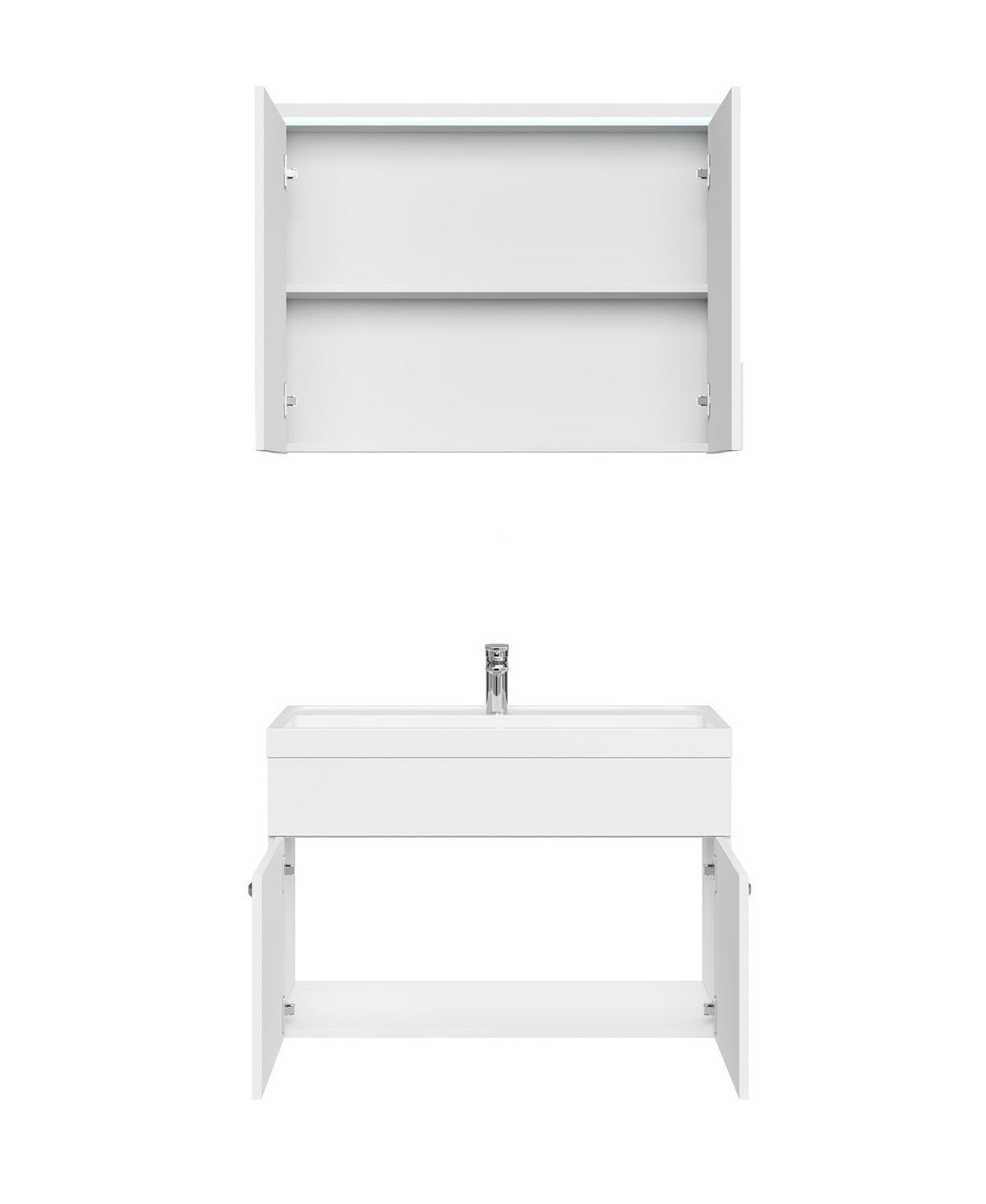 BADMÖBEL-SET Paso 3 Teile Weiß Hochglanz - 80 x 35 x 55 cm - Weiß, Holz (80/55/40cm) - Badplaats