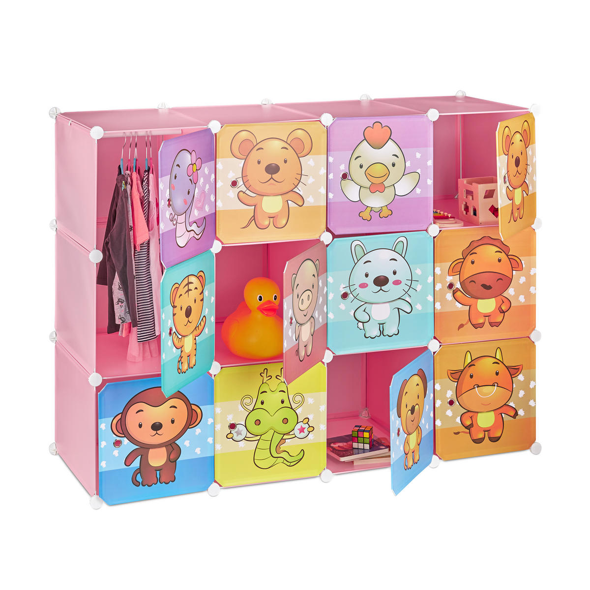 STECKREGAL Kinderzimmer - Multicolor, Kunststoff/Metall (110/145/46.5cm) - Relaxdays