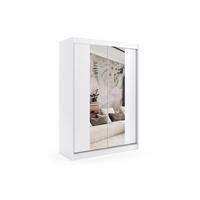 KLEIDERSCHRANK mit Spiegel-Schiebetüren und Aluminium-Leisten - LUZO - 120 cm Weiß - Weiß, Holzwerkstoff (120/216/61cm) - ALTDECOR