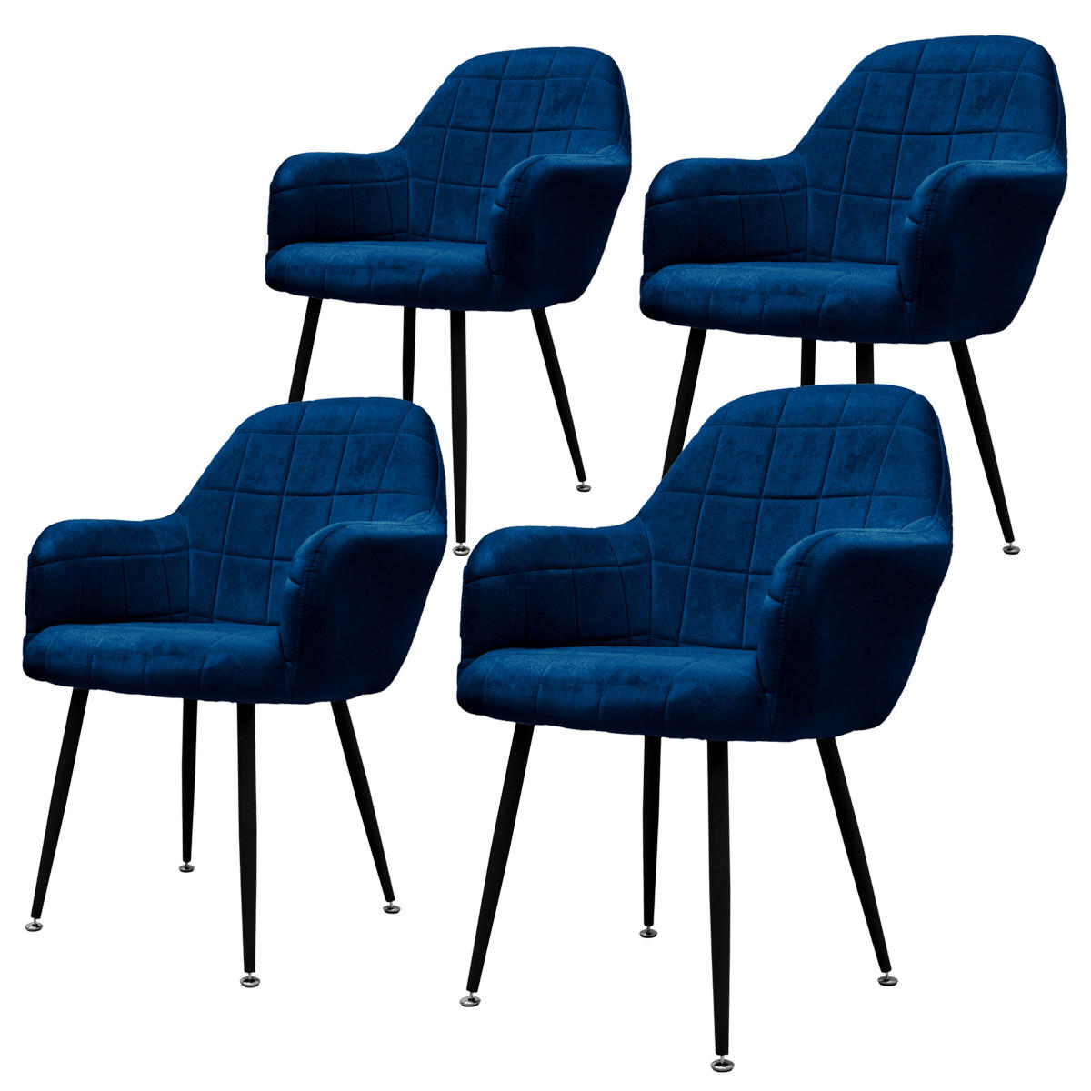 ML-DESIGN SADA 4 jídelních židlí, tmavě modrý samet