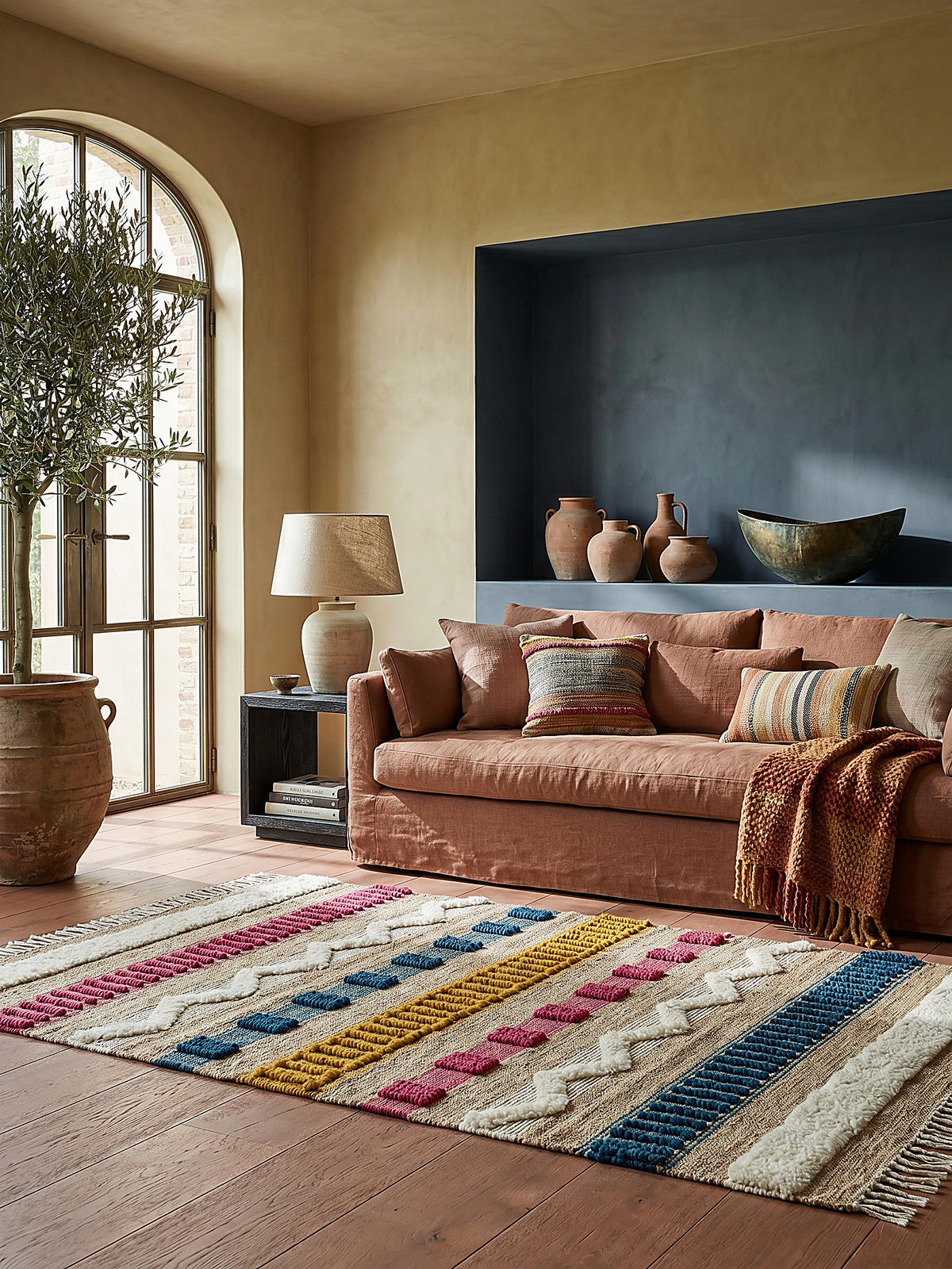 TEPPICH Hoch-Tief Struktur Gestreift, Ethno-Stil, mit Fransen wendbar, Esszimmer Natur-Multicolor Rechteckig 160x230 - Multicolor, Textil (160/230cm) - KADIMA DESIGN