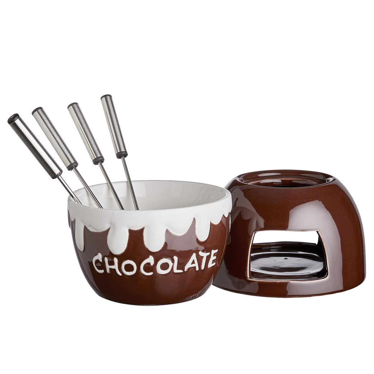 SCHOKOLADEN-FONDUE (12er Set) Chocolate Love - Braun, Metall (12/15cm) - Butlers