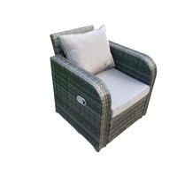 GARTENSTUHL Polyrattan 1-teilig - Dunkelgrau, Glas/Kunststoff (67/79/74cm) - Fimous