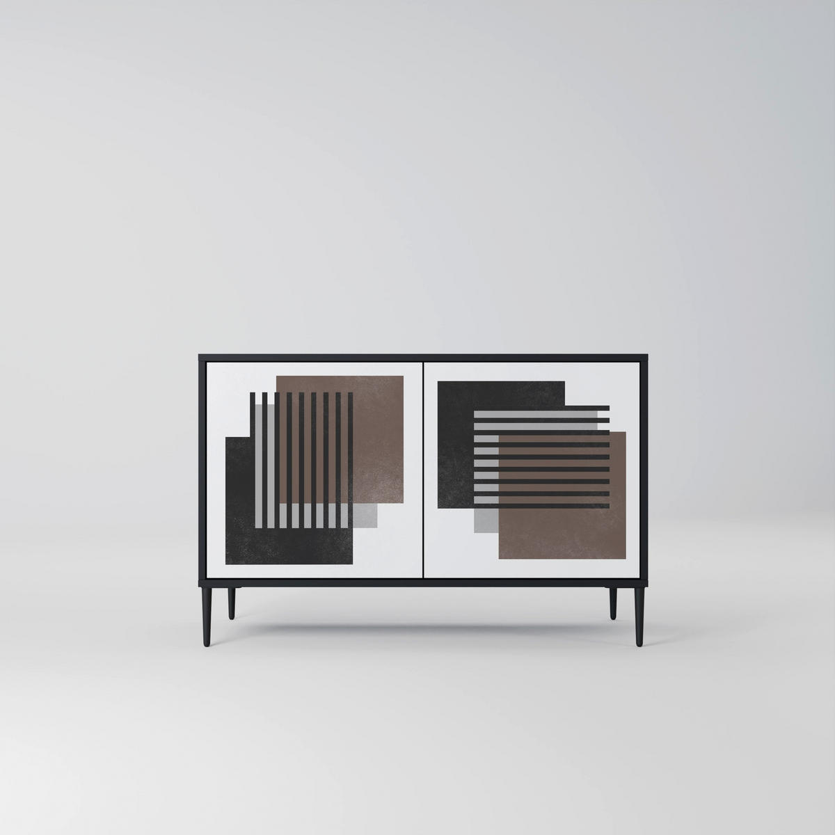 SIDEBOARD SHADOW SYNCHRONY, Eicheneffekt, 111x42x77,5 cm, 2 Türen - Eichefarben/Buchefarben, Holzwerkstoff/Buchenholz (111/77.5/42cm) - SpaceRebels