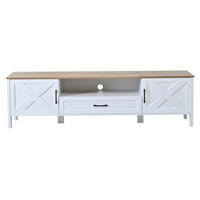 TV set za dnevni boravak 180/40/50 cm bijeli od MDF-a s visećom vitrinom i 4 ormarića - bijela, drvni materijal (180/50/40cm) - OKWISH