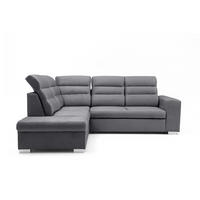 ECKSOFA CLOUD L Links mit Schlaffunktion 120x190 Velours Dunkelgrau - Chromfarben/Dunkelgrau, Holz/Kunststoff (202/260cm) - Muffo