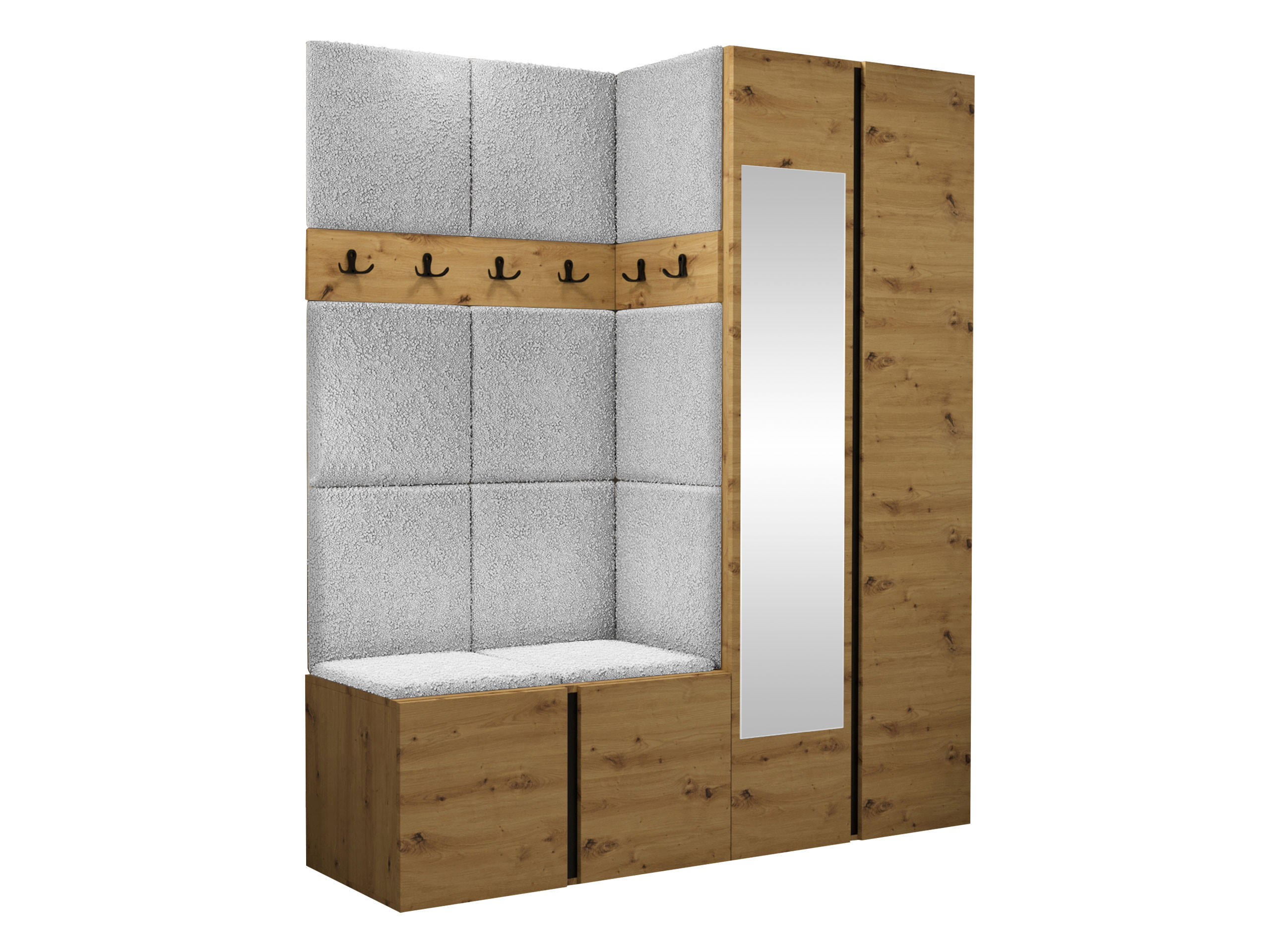 GARDEROBEN-SET Orion XII - Hellgrau/Eiche Artisan, Holzwerkstoff/Kunststoff (158/186/46cm) - MIRJAN24