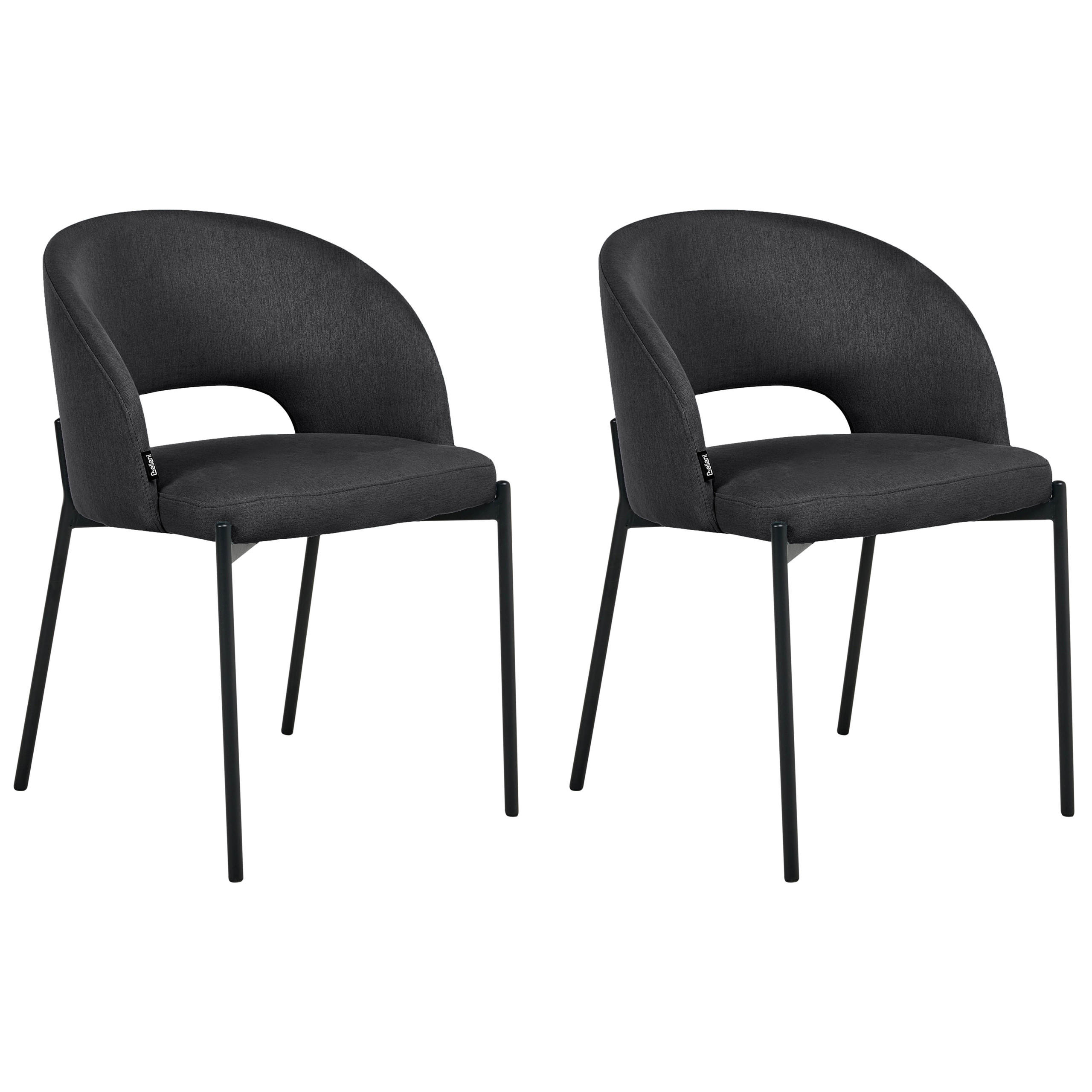 ESSZIMMERSTUHL 2er-Set Stoff Schwarz Penny - Schwarz, Textil (46/76/50cm) - Beliani