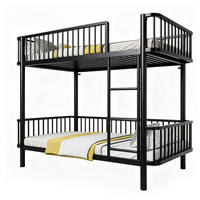 METALL-ETAGENBETT 90*200 mit Schutzgitter, Schwarz - Schwarz, Metall (90/200cm) - FLIEKS