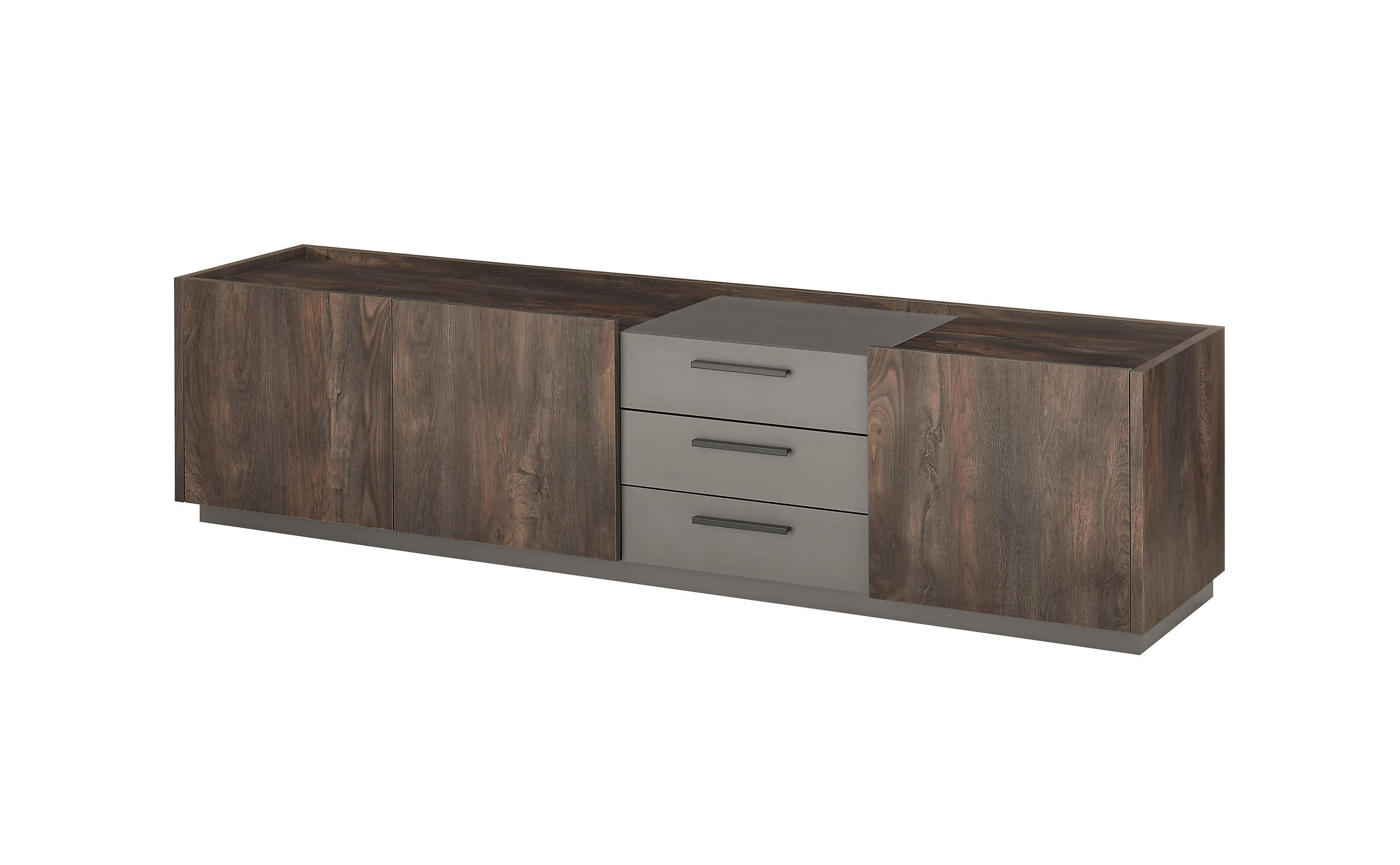 LOWBOARD M18 Thermo Oak & Anthrazit 200/50/45 cm mittel - Graubraun, Holzwerkstoff (200/50/45cm) - Livojo