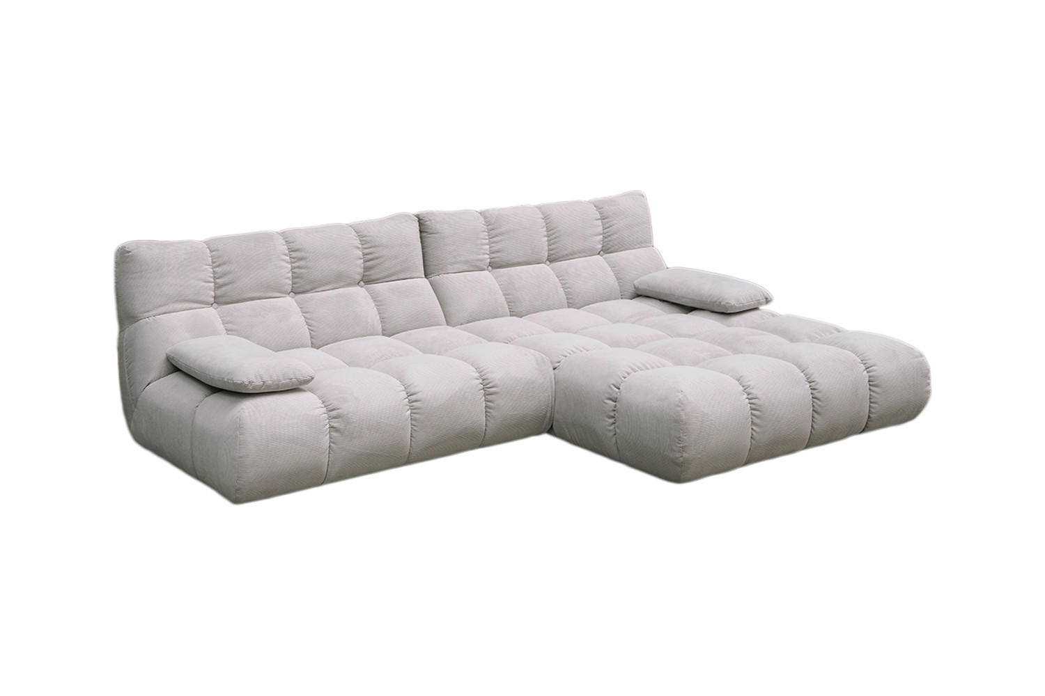 ECKSOFA VIVIEN Silber Cord - Silberfarben/Schwarz, Kunststoff/Textil (290/178cm) - KAWOLA