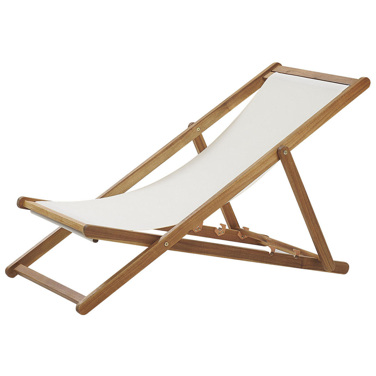GARTENLIEGE hellbraun Textil cremeweiß Anzio - Hellbraun/Creme, Textil (54/70/97cm) - Beliani