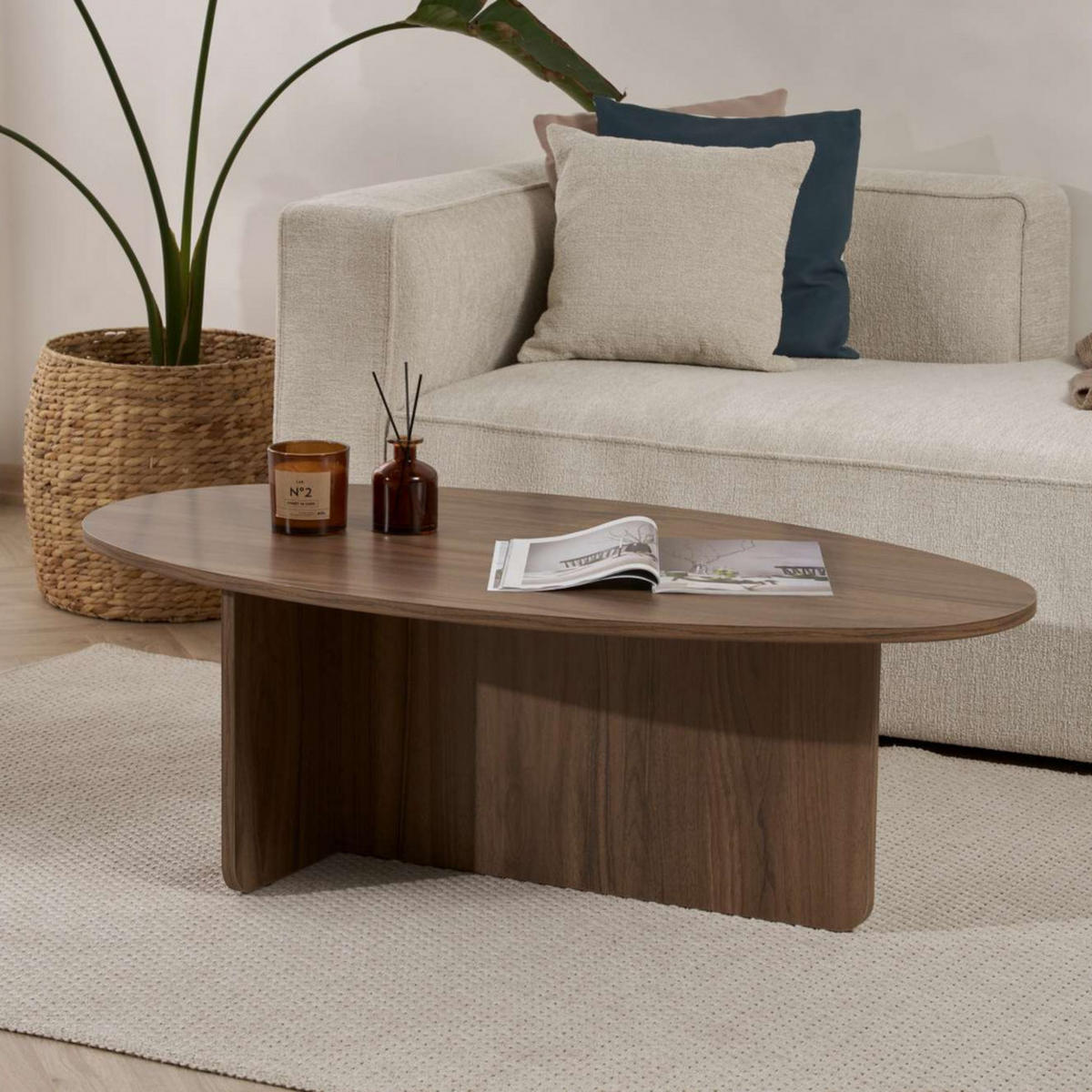 COUCHTISCH - Dunkles Holz - Nussbaumfarben, Holz (120/65/40cm) - Drawer