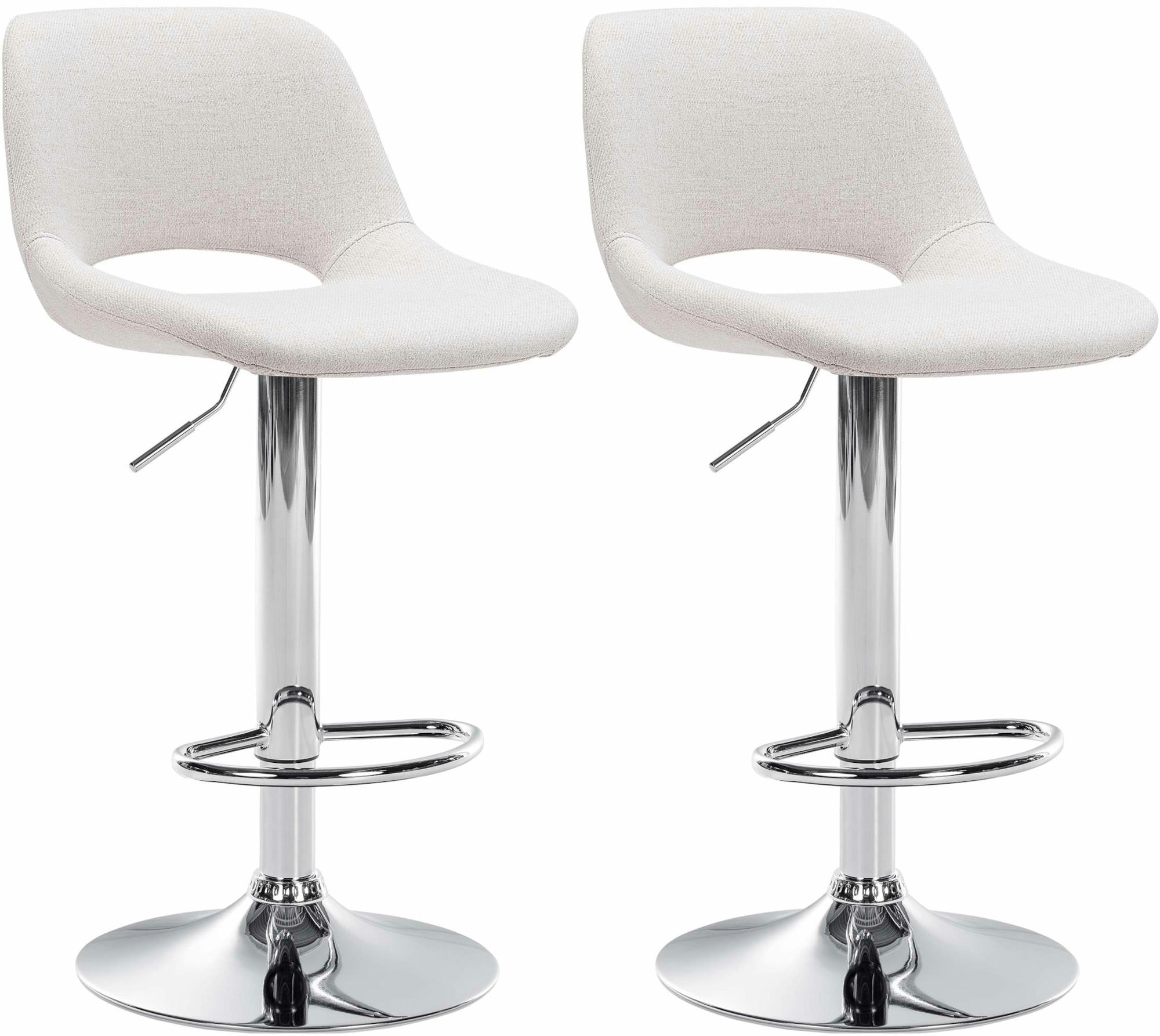 BARHOCKER 2er Set Stoff creme - Chromfarben/Creme, Textil/Metall (42/86/46cm) - CLP