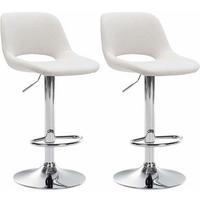 BARHOCKER 2er Set Stoff creme - Chromfarben/Creme, Textil/Metall (42/86/46cm) - CLP