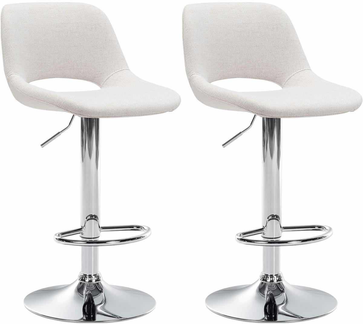 BARHOCKER 2er Set Stoff creme - Chromfarben/Creme, Textil/Metall (42/86/46cm) - CLP