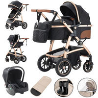KINDERWAGENSET mit hoher Landschaft, verstellbarer Griff, Moskitonetz, Kinderwagen, Aluminiumrahmen, SK20-SCHWARZ - Schwarz, Metall (80/60cm) - Kaket