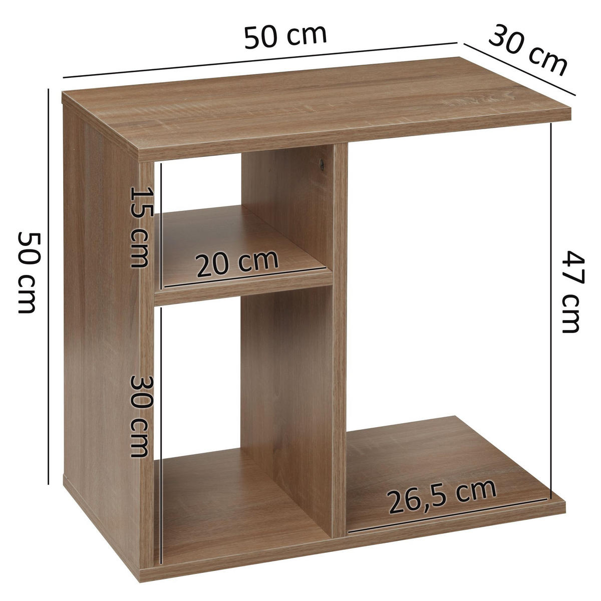 BEISTELLTISCH eckig HILTON Sonoma - Sonoma Eiche, Holzwerkstoff (50/30/50cm) - tinkaro