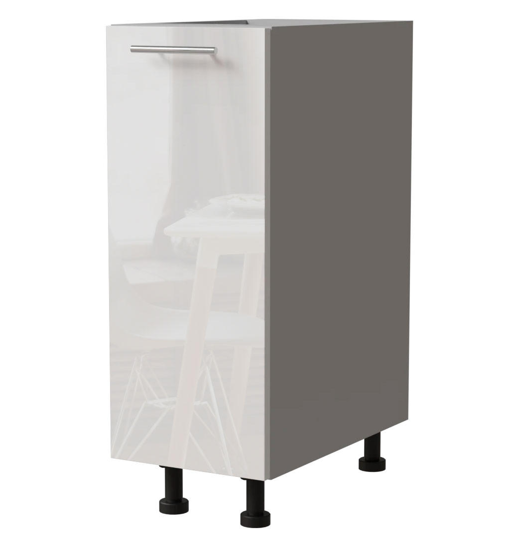 KÜCHENUNTERSCHRANK Essen D1D/20 Weiß Hochglanz / Grau Matt 20 / 50 / 82cm - Weiß Hochglanz/Grau, Holz/Holzwerkstoff (20/82/50cm) - Feldmann-Wohnen