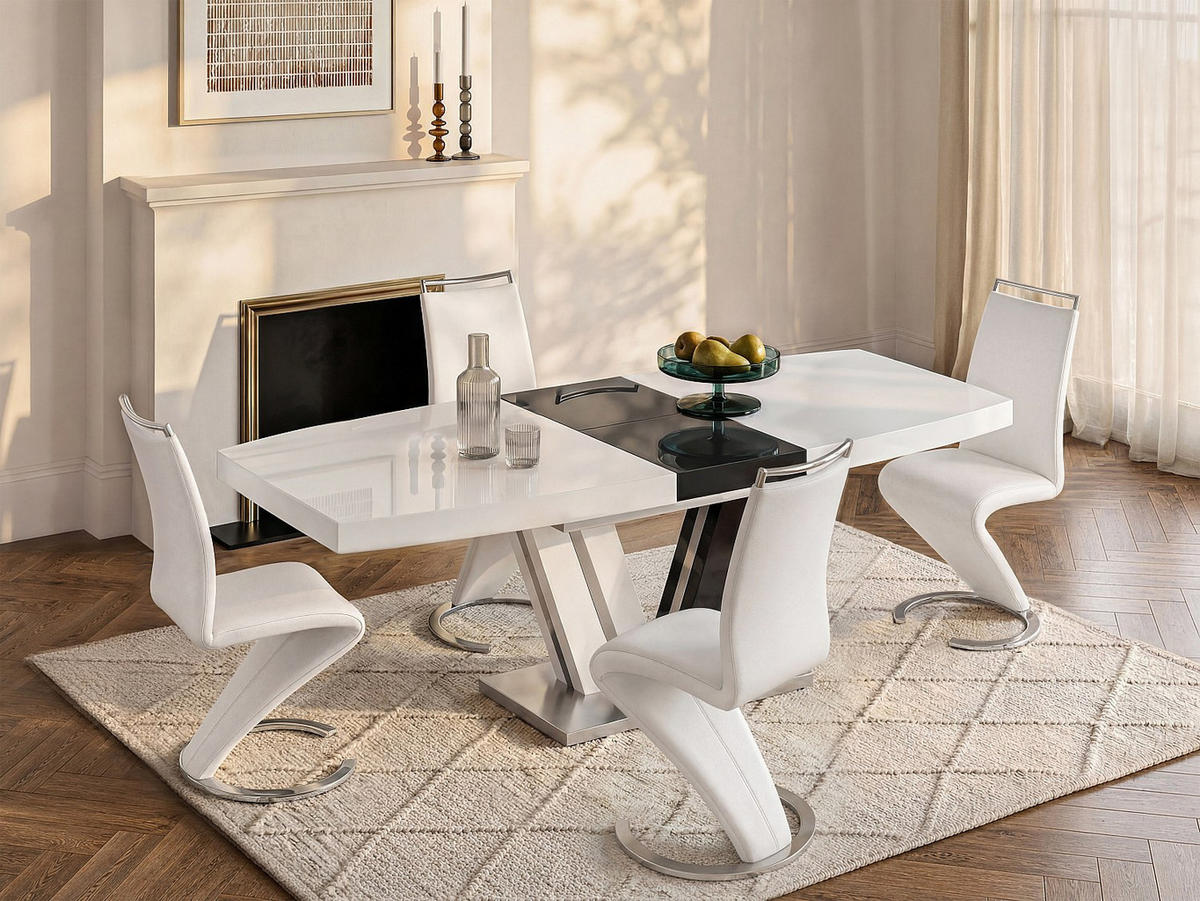 ESSGRUPPE - 6 Personen, 8 Personen - Holz, Platte - Anthrazitgrau, Weiß NOAMI - Anthrazit/Weiß, Holz (220/75/90cm) - Vente-Unique