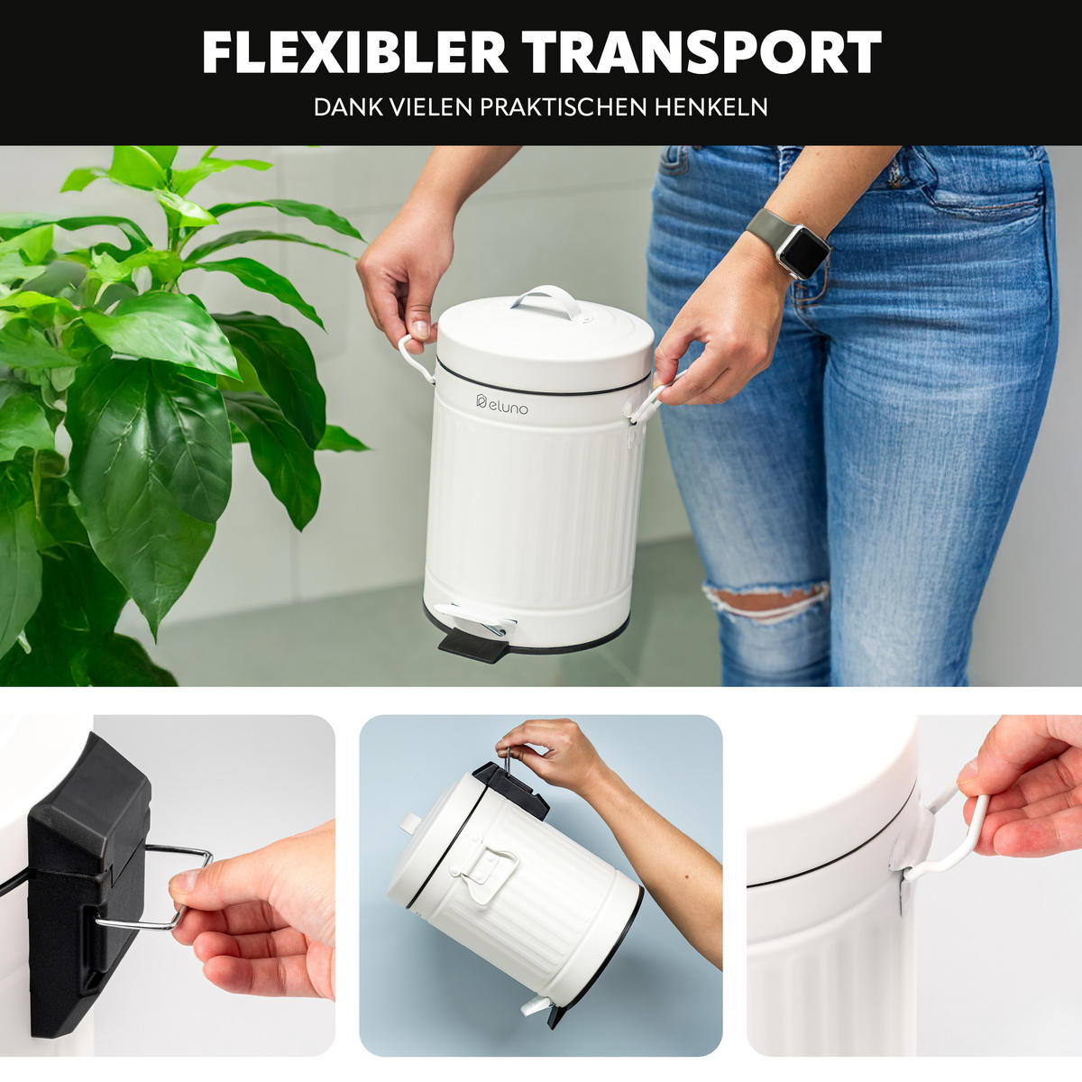 KOSMETIKEIMER 3 Liter, weiß, Metall - Weiß, Metall (17/27/20.5cm) - eluno