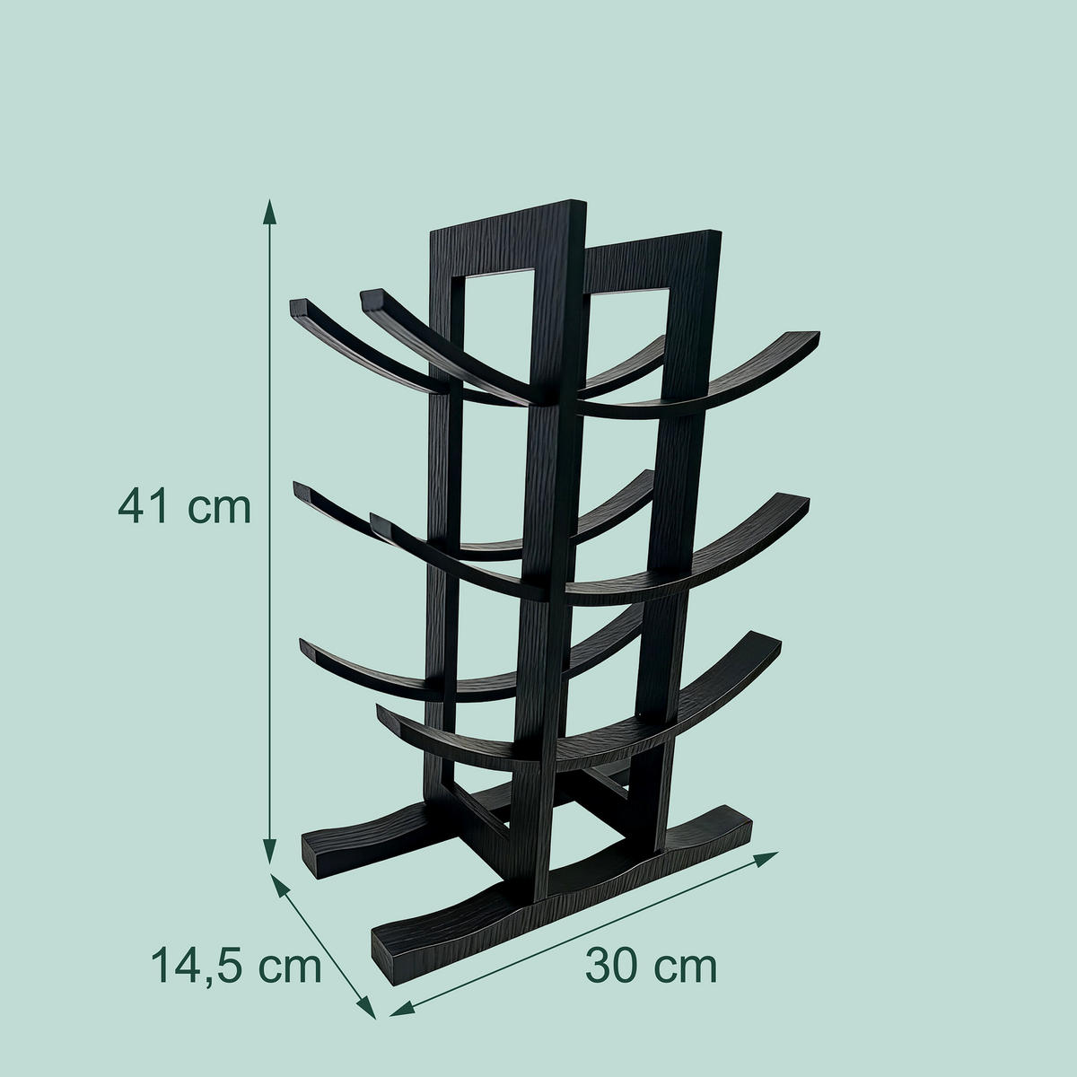 WEINREGAL - Schwarz, Holz (30/14.5/41cm) - Relaxdays