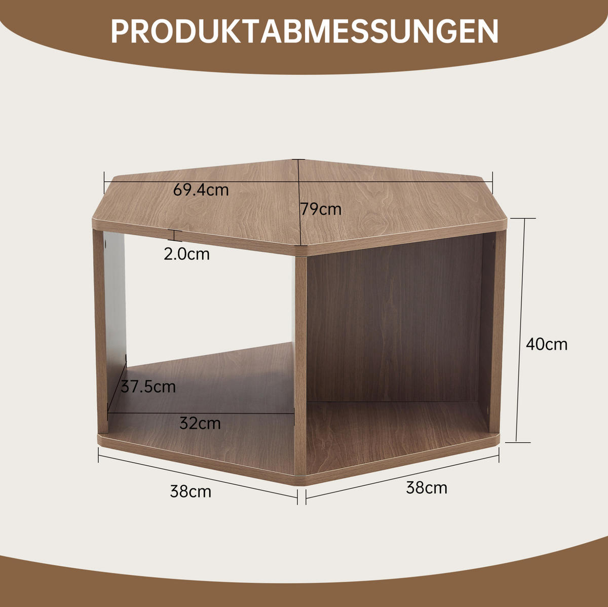 KONFERENČNÍ stolek z MDF, 79/69,4/40 cm hnědý - hnědá, kompozitní dřevo (79/69.4/48cm) - BEAOK