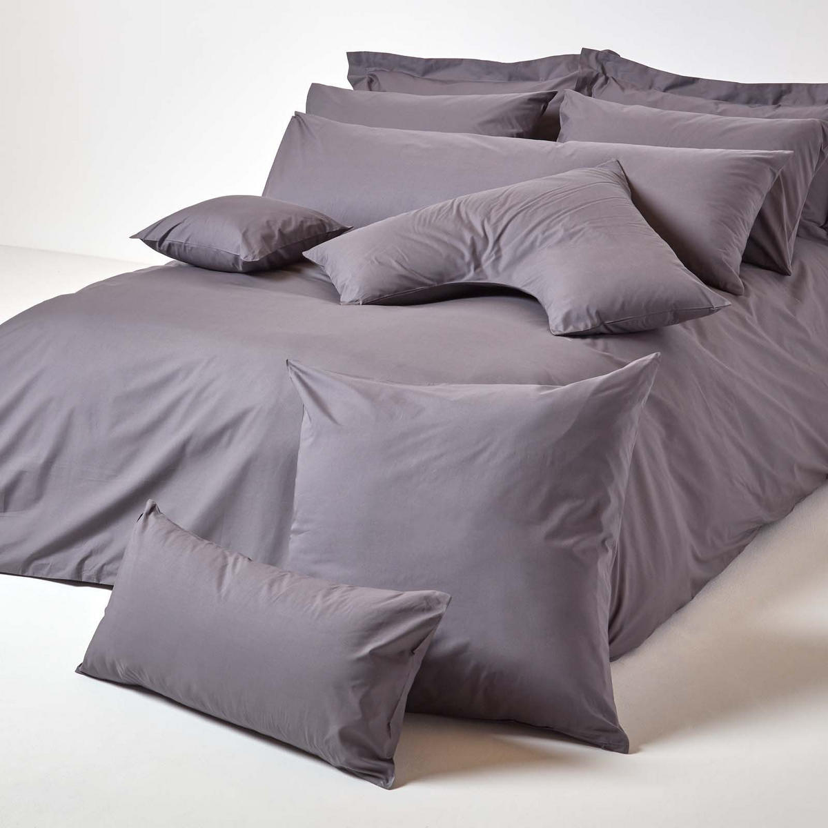 KISSENBEZUG Perkal, Ägyptische Baumwolle, Fadendichte 200 - Dunkelgrau, Textil (50/90cm) - Homescapes