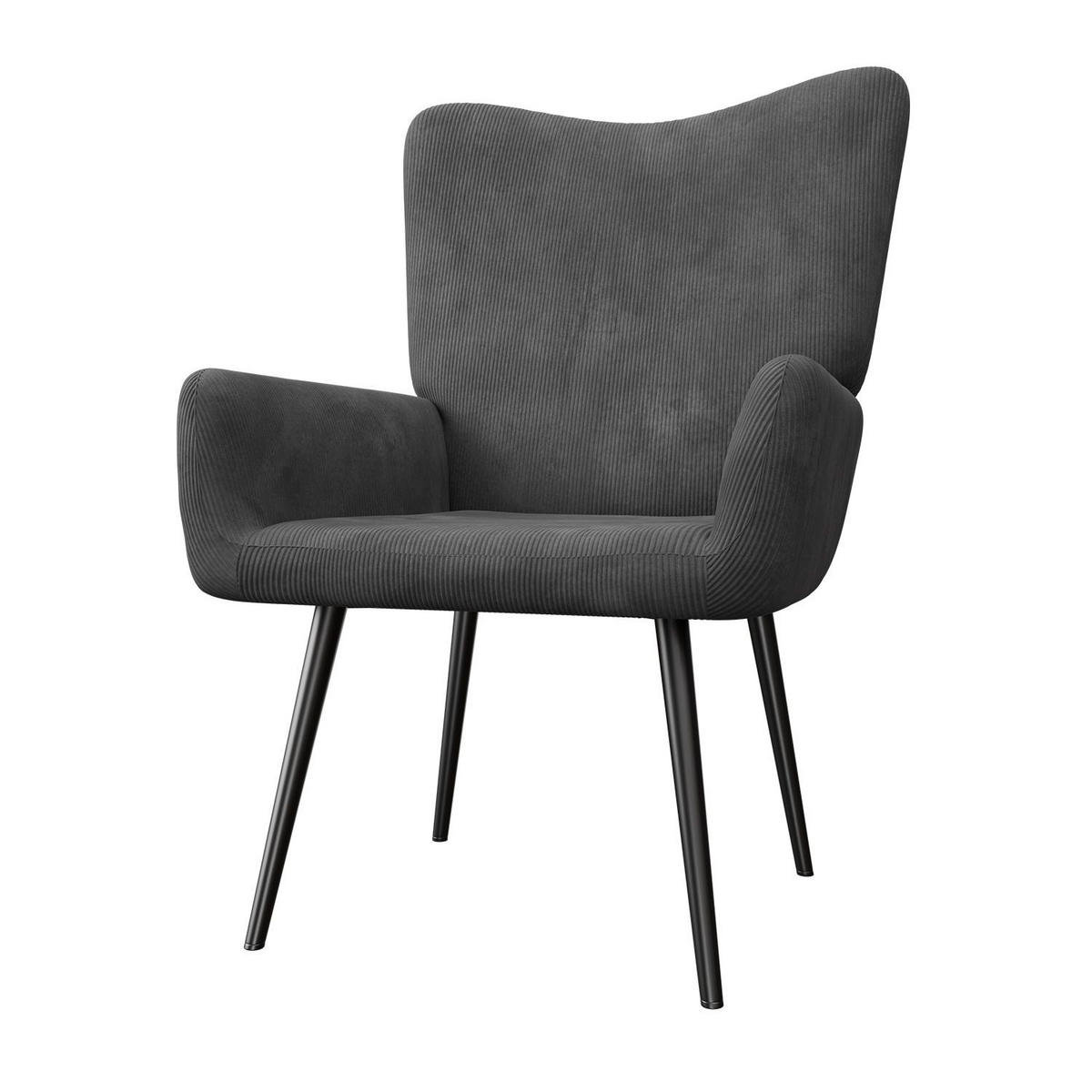 OHRENSESSEL Odense Cord Grau - Grau, Textil (68/95/73cm) - Juskys