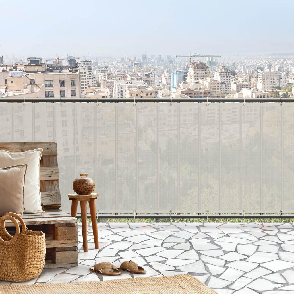 Thumbnail - Bilderwelten Balkon, Beige, Kunststoff, Uni, Rechteckig, 300x100 cm, Sonnen- & Sichtschutz, Sichtschutz Garten, Balkon S...