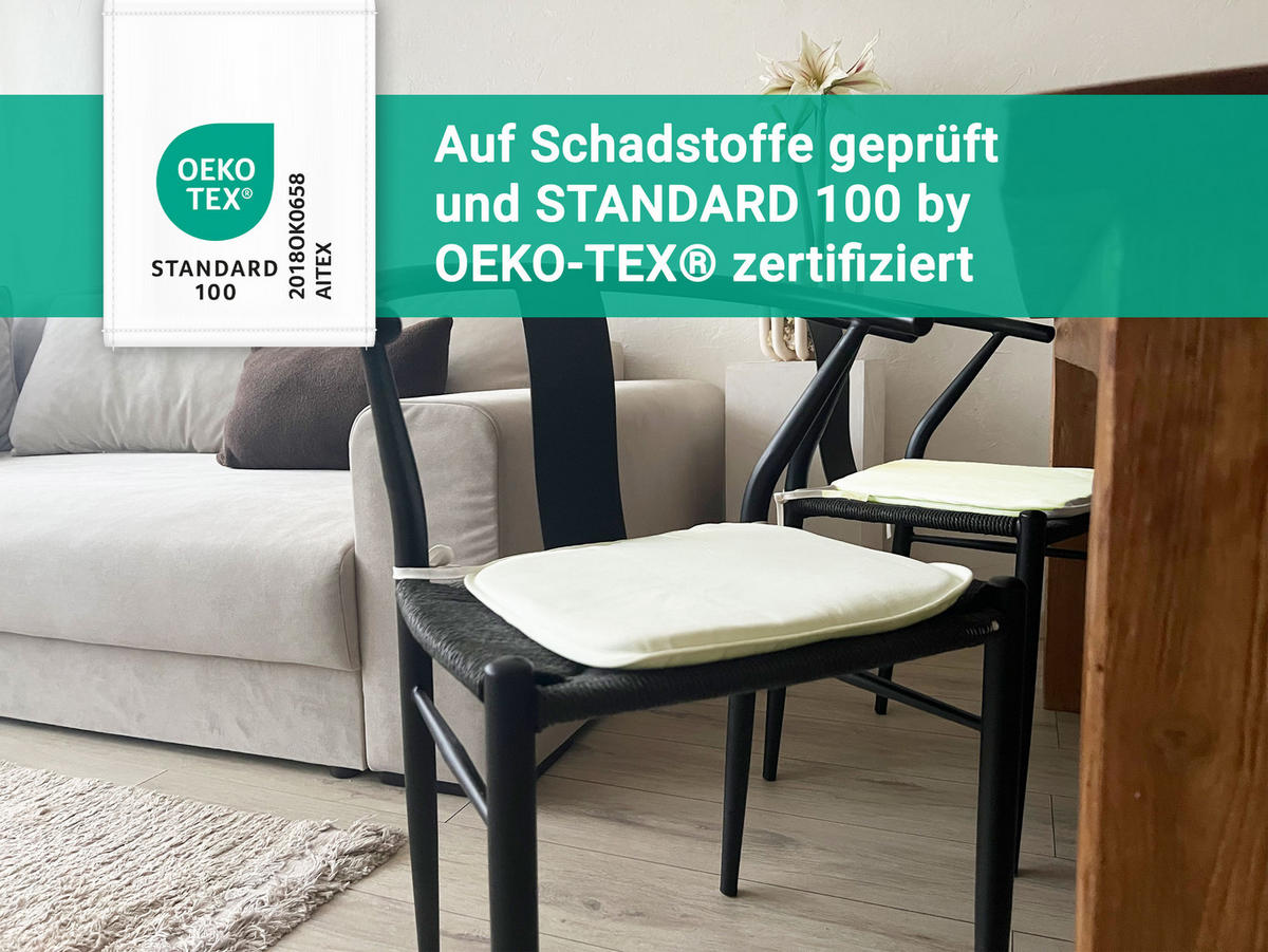 STUHLKISSEN, 4er-Set, 38 x 38 cm, 85% Polyester, 15% Polyamid, Beige - Creme, Textil (38/38/2cm) - Zollner