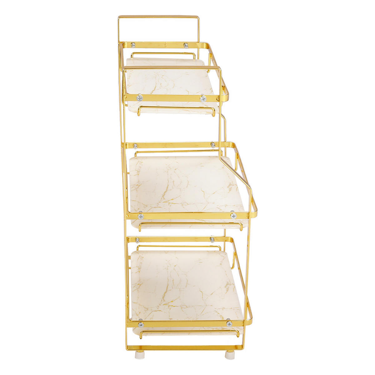 BADEZIMMERREGAL 32.5/19/45 cm 3-Stufig Freistehend Wandmontage Metall Gold - Goldfarben, Metall (32.5/45/19cm) - Livingandhome