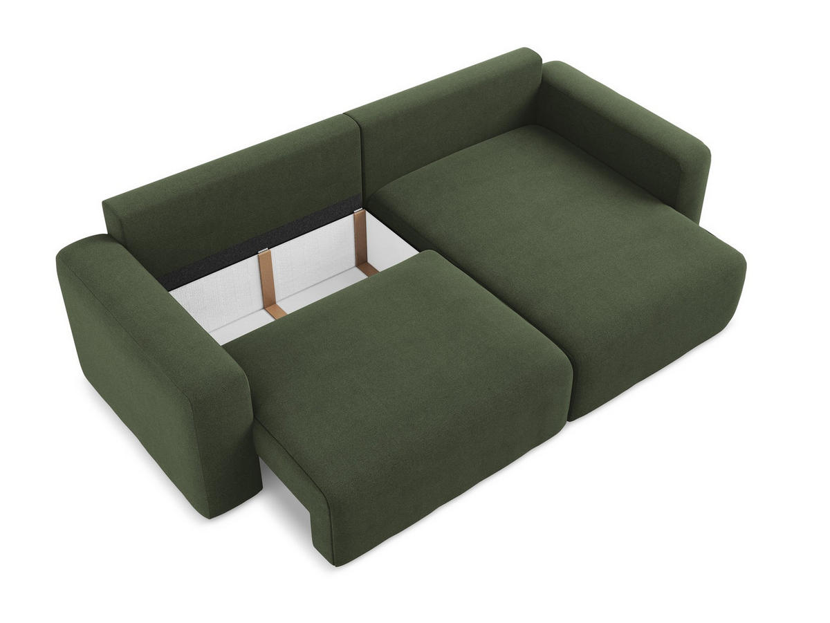 ECKSOFA mit Schlaffunktion rechts Strukturstoff Stoff Grün - Blau/Schwarz, Kunststoff/Textil (244/149cm) - Makamii