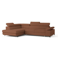 ECKSOFA FAVIEN L-S Kupferfarben Boucle-Stoff mit Schlaffunktion - Kupferfarben, Holz (257/190cm) - MASSENO