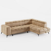 ECKSOFA CANDY CANE Rechts Beige Velours-Stoff mit Schlaffunktion und Bettkasten - Beige, Textil (264/192cm) - Barchello