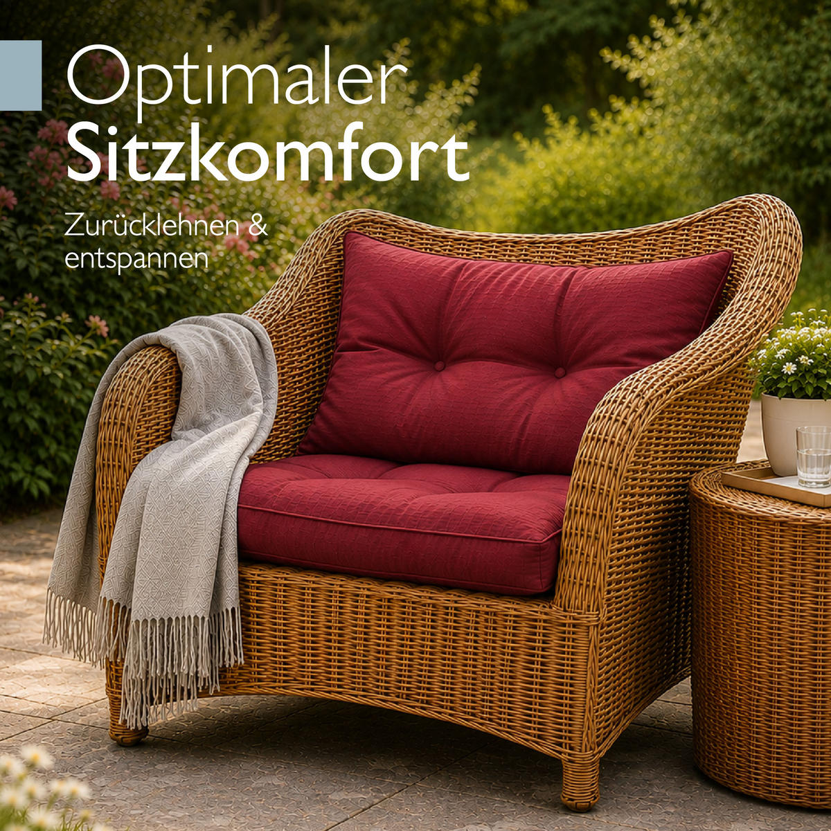 LOUNGEKISSEN Xluna Sitz 50x50x10cm mit Rücken 50x40x12cm Rot (2tlg) - Rot, Textil (50/50cm) - Beautissu 