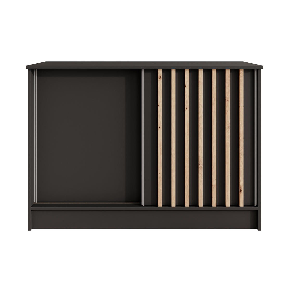 KOMMODE Horizon mit 2 Schiebetüren, Schwarz, 120 cm - Schwarz, Holzwerkstoff (121/85/43.5cm) - Beautysofa