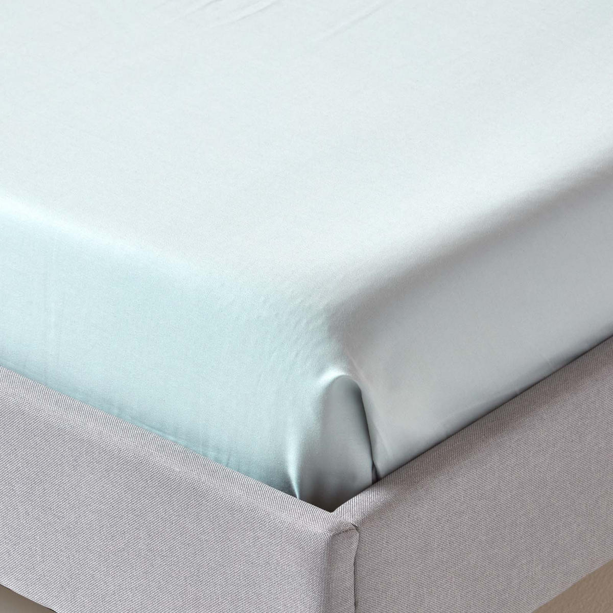 SATIN-BETTLAKEN ohne Gummizug, Bio-Baumwolle, Fadendichte 400 - Hellblau, Textil (275/275cm) - Homescapes