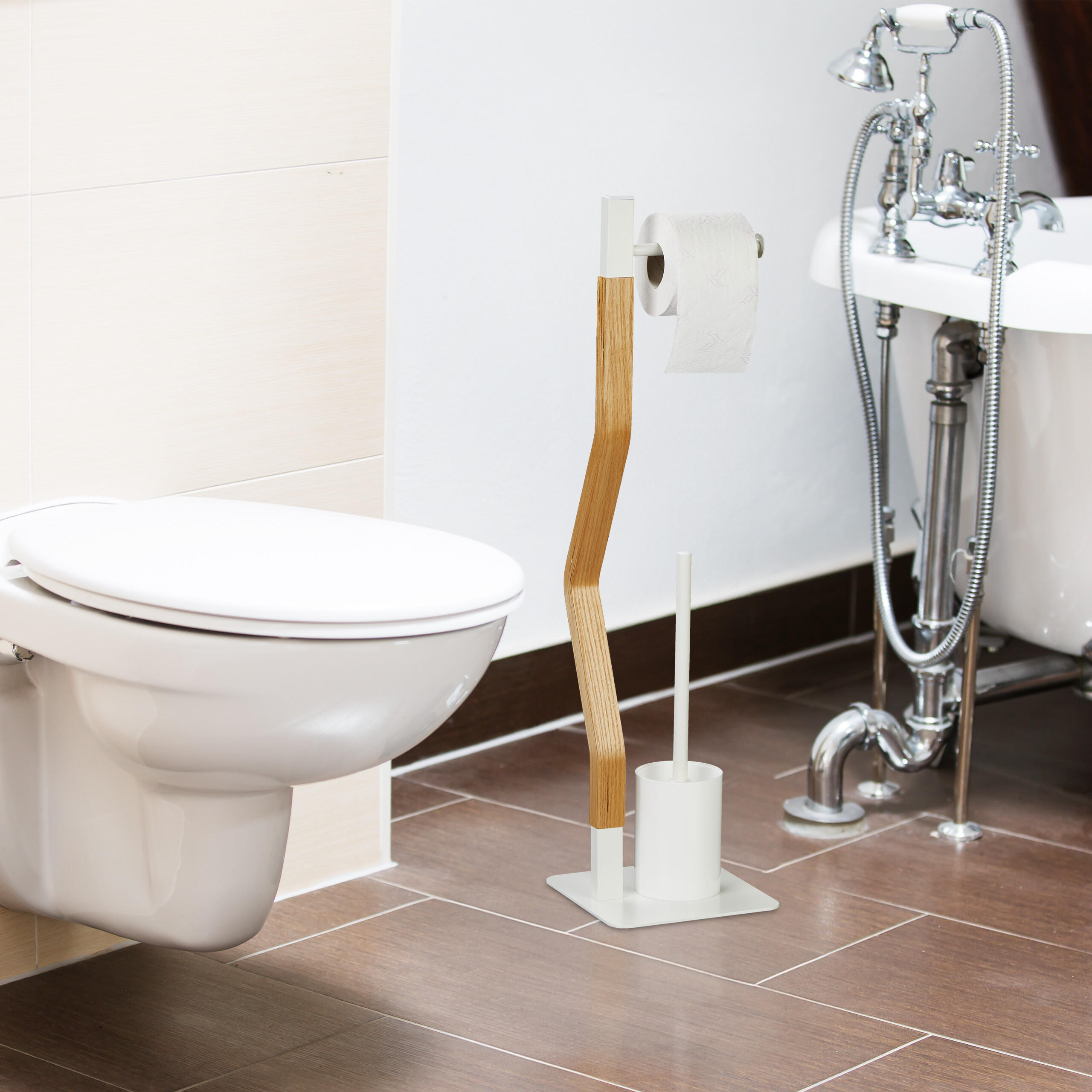 WC-GARNITUR - Multicolor, Holzwerkstoff/Kunststoff (20/76/20cm) - Relaxdays