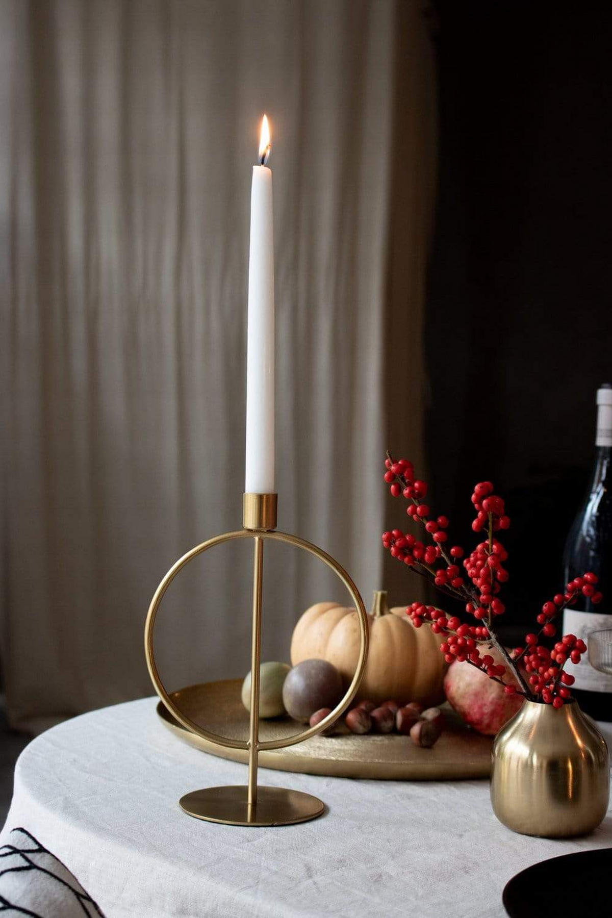KERZENSTÄNDER Halka aus Eisen in Gold 15,5/22 cm - Goldfarben, Metall (10/22/15.5cm) - LaLe Living