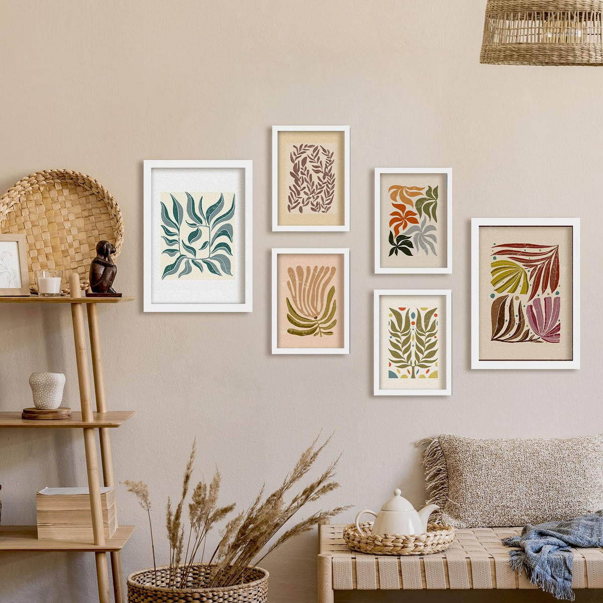 POSTER Set Mit 6 Blatt im Ethno-Stil Größe A3 & A4 Weißer Rahmen - Weiß, Papier (29.7/1cm) - Nacnic