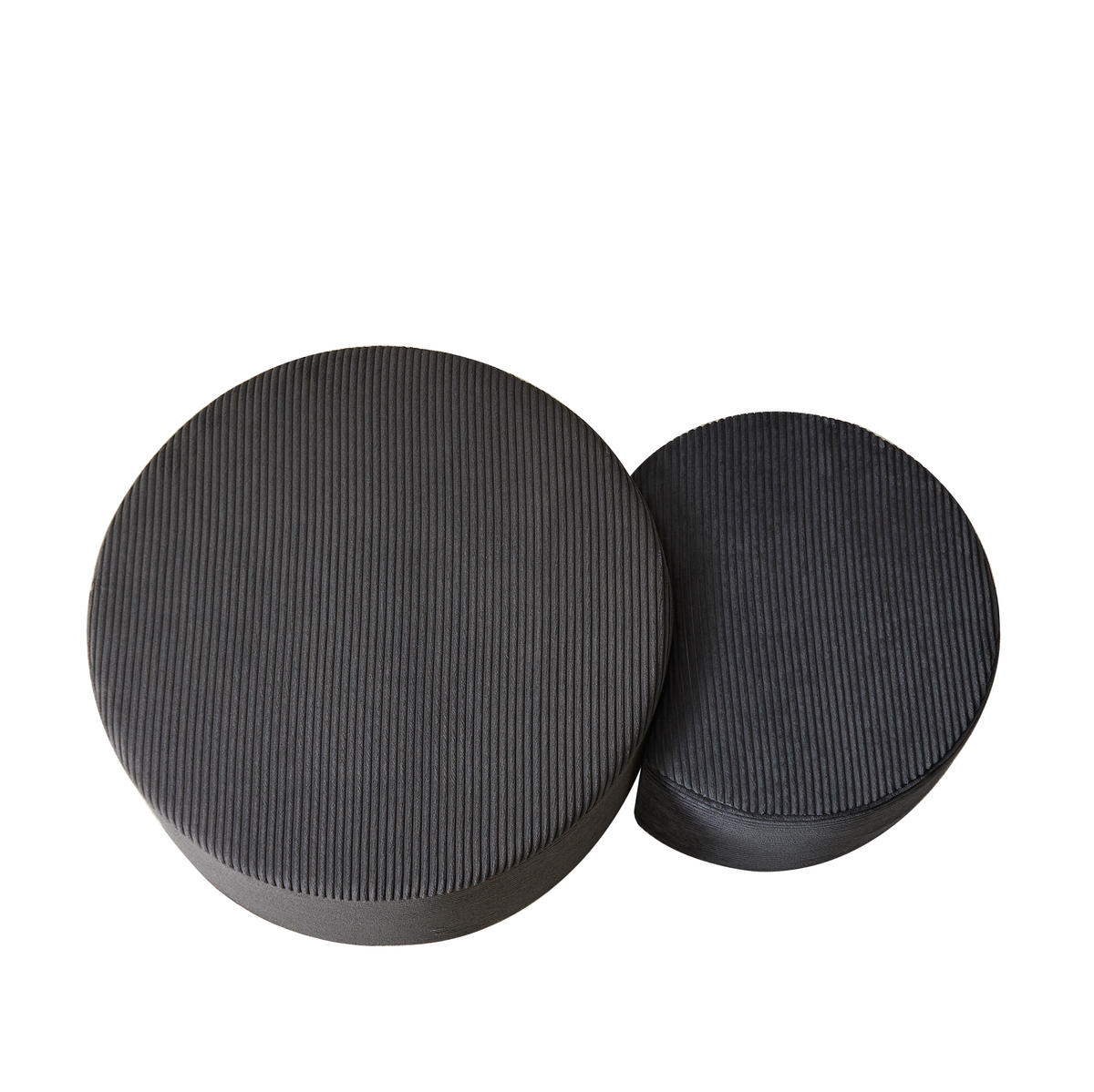 COUCHTISCH-SET 127/81/40 cm 2-teilig ohne Montage, vielseitig als Ottomanen und Beistelltische nutzbar, Stoff, Schwarz - Schwarz, Holzwerkstoff (127/81/40cm) - Redom