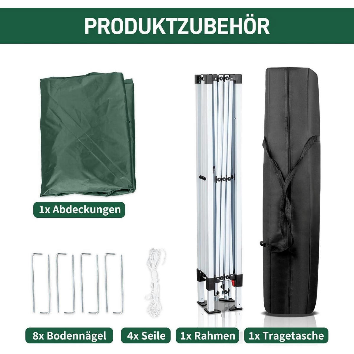 FALTPAVILLON 3x3m Grün Wasserdicht UV-Schutz 50+ - Grün, Textil (300/268/300cm)