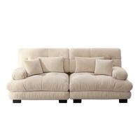 2-SITZER-SOFA aus chenille wolken-design & massivholzrahmen - Beige, Textil (77/81/220cm) - Urban Meuble