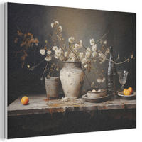 AKUSTIČNA SLIKA Stilleben - Blommor - Bukett - Vas - Vin 80x60 cm - črna, umetna masa (80/60/0.9cm) - MuchoWow