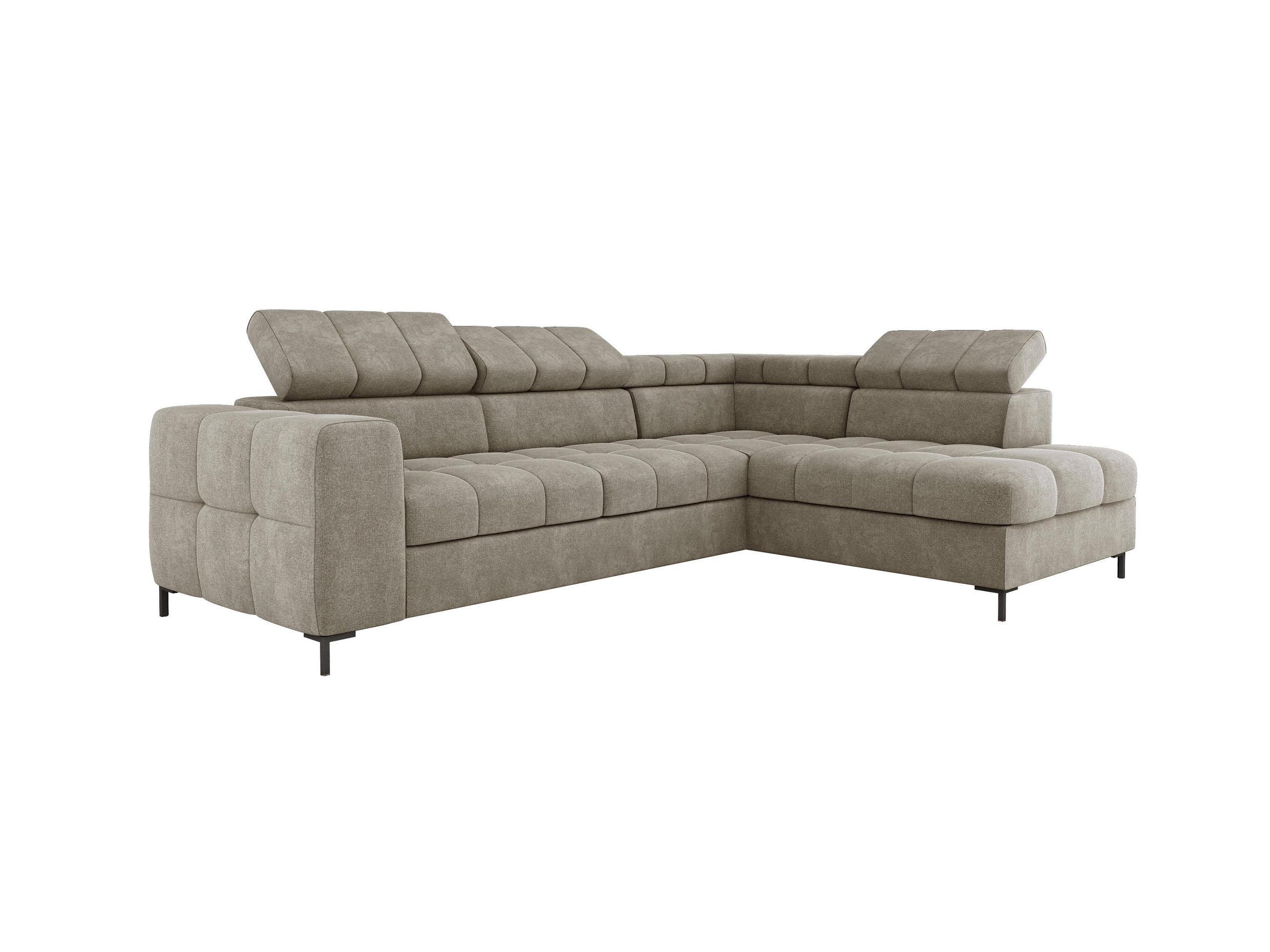 ECKSOFA PABLOS Vogue, L-förmig, Moderne, mit verstellbarem Kopfteil, Schlaf- & Lagermöglichkeiten, freistehend, RECHTS 279x201x97 cm Cream - Creme, Holz/Textil (279/201cm) - DomoHome