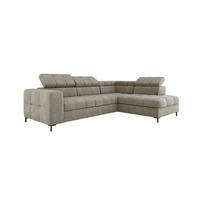 ECKSOFA PABLOS Vogue, L-förmig, Moderne, mit verstellbarem Kopfteil, Schlaf- & Lagermöglichkeiten, freistehend, RECHTS 279x201x97 cm Cream - Creme, Holz/Textil (279/201cm) - DomoHome