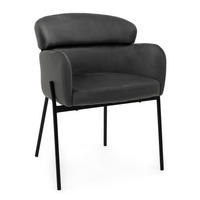 STUHL BOLZANO gepolsterter mit Steppung - grau - Samt Velour - Schwarz/Grau, Textil/Metall (62/80/61cm) - NEW HOME